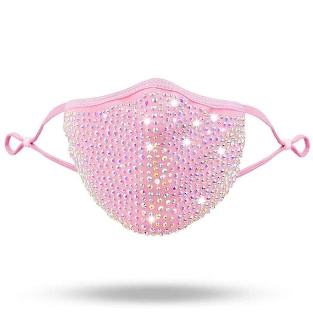 Pink rhinestone facemask with filter